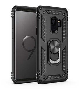 Samsung Galaxy S9 Kılıf Yüzüklü Zırh Tank Vega (Siyah)