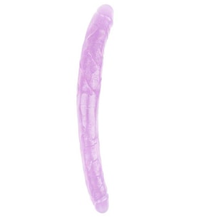 Hi-Rubber Şeffaf Jel Çift Taraflı Dildo - 45cm Mor