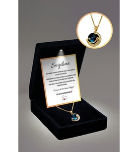 14 Şubat Sevgililer Günü Hediyesi "Sevgilime" Gökyüzü Çelik Kolye  Işıklı Premium Kutu Mesaj Kartı (Gold)
