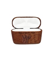 Kişiye Özel Ahşap Airpods Pro (2.Nesil ) Fil Lazer Baskılı Walnut Guard Pro Kılıf (Açık Ceviz)