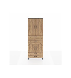 Arges Dolap 4 Raflı 4 Çekmeceli 4 Kapaklı 88x30x243 Antrasit-Çam