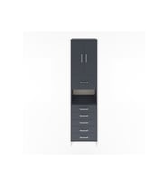 Hyperion Dolap 3 Raflı 6 Çekmeceli 2 Kapaklı 60x44x243 Antrasit-Antrasit