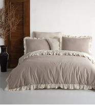 Macas Home Ruffle %100 Pamuklu Fırfırlı İpliği Boyalı Çift Kişilik Nevresim Takımı 200*220