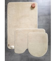 Ultrasoft Düz Vizon 3’lü Banyo Halısı Paspası Kaymaz Taban Makinede Yıkanabilir 