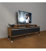 Decoraktiv Ekoflex 4 Mdf Silver Tv Ünitesi Tv Sehpası - Ceviz Siyah (Siyah - Ceviz)