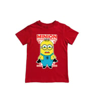 Minions baskılı pamuklu penye kumaş yazlık çocuk tişört (Kırmızı)