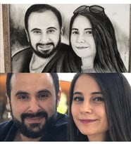 KARAKALEM PORTRE TABLO 2 KİŞİLİK (Beyaz-Siyah)