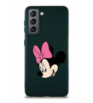Samsung Galaxy S21 Soft Premier Kapak Minnie Mouse-B Tasarımlı Silikon Kılıf - Yeşil (Şeffaf)