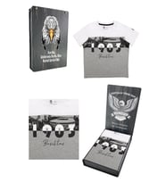 Beşiktaş Orijinal Çocuk T-Shirt Kişiye Özel Hediyelik Ahşap Kutulu (Beyaz-Gri)