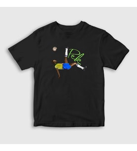 Presmono Unisex Çocuk Siyah Brasil Futbol Pele T-Shirt 370439tt