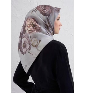 Armine Tivil Saf İpek Eşarp 9419 - 03 Gri Karışık Desen