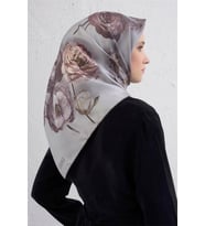 Armine Tivil Saf İpek Eşarp 9419 - 03 Gri Karışık Desen
