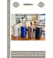 #Termos Dijital Isı Yalıtımlı Çift Katmanlı Charm Detaylı Derece Göstergeli Vakumlu Mug Termos Barda