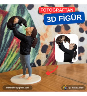 MakinaFleo Kişiye Özel İnsan ve Evcil Hayvan 3D Figürü (10 cm)