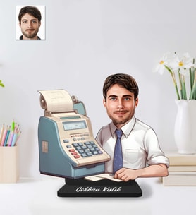 Kişiye Özel Muhasebeci Retro  Erkek Model Ahşap Biblo-64