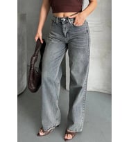 Palazzo bıyık kar yıkama buz mavi jeans pantolon d2008