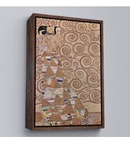 Çerçeveli Gustav Klimt - Hayat Ağacı Tablosu - Expectation From Tree of Life (Kahverengi)