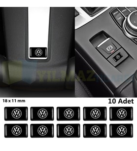 Volkswagen Logo Arma Direksiyon Jant Vites Torpido Ayna Damla Silikon Etiket Oto Sticker 18x11mm