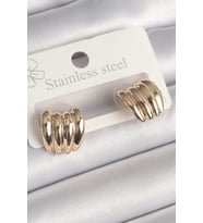 Pirinç Gold Renk İşlemeli Yarım Halka Model Kadın Küpe 5886