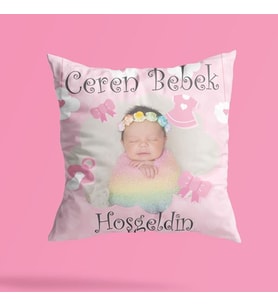 Kişiye Özel Resimli Hoşgeldin Bebek Yastık