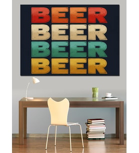 Bira Yazılı Retro Poster Dekoratif Kanvas - Mdf Ahşap Tablo