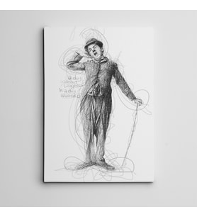 Charlie Chaplin Çizim Mini Kanvas Tablo