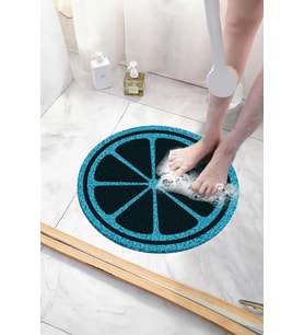 Yuvarlak Banyo Paspası Kaymaz Yumuşak Esnek  Paspas Islak Zemin Hijyenik Paspas (50x50 cm) (Mavi)