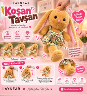 Elbiseli Kahverengi Koşan Tavşan 50 cm