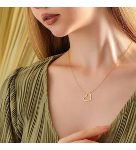 Kişiye Özel Zarif Kalp Model Kolye 925K Gümüş (Gold)