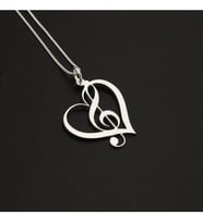 Kalp İçi Müzik Notalı 925 Ayar Gümüş Kolye