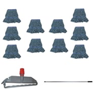 Cod-Ex Geniş Yedek Islak Mop Paspas Takımı - 10 ad 25 Cm. 500 Gr. Islak Mop + Mop Tutucu + Metal Vidalı Sap
