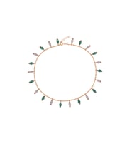 EMILIANO JEWELLERY Beyaz Yeşil Zirkon Taşlı Rose Altın Kaplama Sallantılı Gümüş Halhal