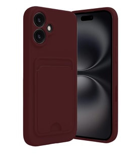 iPhone 16 Kılıf Kelvin Kartvizitli Silikon - Bordo