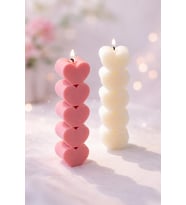 Muud Atelier Kalp Şekilli Şamdan Mum Pembe - Beyaz (Tatlı Beyaz)