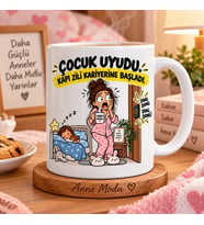 Çocuk Uyudu Kapı Zili Kariyerine Başladı Esprili Anne Baskılı Kupa