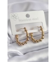 316L Çelik Gold Renk Topçuk Halka Model Kadın Küpe - TJ-BKP8301
