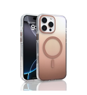 Lexroo iPhone 16 Pro Max Kılıf M-safe Şarj Özellikli Transparan Renk Geçişli Toros Kılıf - Rose Gold