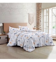 MonoHome Soft Floral Luxury Çift Kişilik Pamuk Saten Nevresim Takımı (Beyaz)