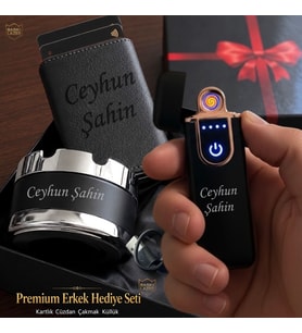 İsme Özel Küllük Clipper Çakmak Anahtarlık - Eşe Sevgiliye Arkadaşa Babaya Hediye Seti