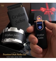 İsme Özel Küllük Clipper Çakmak Anahtarlık - Eşe Sevgiliye Arkadaşa Babaya Hediye Seti