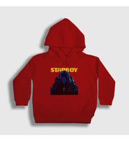 Presmono Unisex Çocuk Kırmızı Starboy Cover The Weeknd Kapüşonlu Sweatshirt 159531tt (Kırmızı)