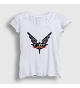 Presmono Kadın Beyaz Logo Oyun Elite Dangerous T-Shirt 511222tt