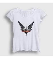 Presmono Kadın Beyaz Logo Oyun Elite Dangerous T-Shirt 511222tt