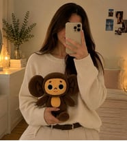 Koca Gözlü Rus Anime Kahverengi Peluş Maymun Oyuncak – Yumuşak Sarılmalık Hediye
