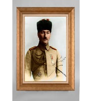 Altın Varaklı Paspartulu Çerçeveli Atatürk Tablo nt1100