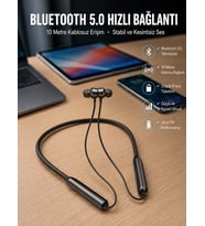 Dijital Göstergeli Kulak İçi Kablosuz Bluetooth Kulaklık Boyun Bantlı Yeni Nesil