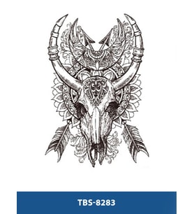 TBS-8283 ORTA BOY BOYNUZLU KURUKAFA DESEN GEÇİCİ DÖVME-TATTO