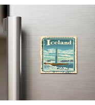 İzlanda Iceland - Posta Pulu Temalı Ülke - Baskılı Buzdolap Magneti Kare - 9x9 cm