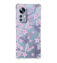 Xiaomi Mi 12 Pro Uyumlu Köşe Korumalı Antişok Kapak Floral Pudra Tasarımlı Şeffaf  Kılıf