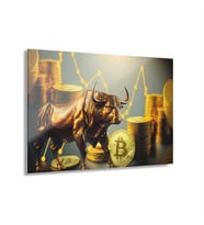 LEYLASER  Bitcoin Kripto BTC Crypto Para Boğa Cam Tablo Duvar Dekoru